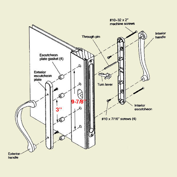 Marvin Active Non-Keyed, Narrow Sliding Door Handle, Center Thumb