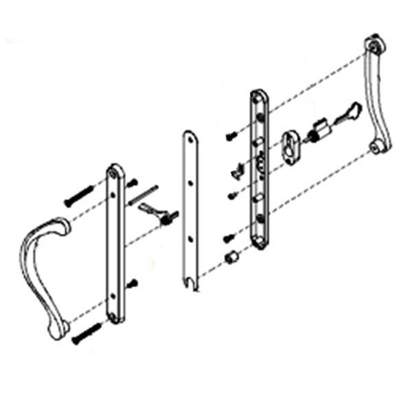 Marvin Active Keyed, Narrow Sliding Door Handle, Center Thumb