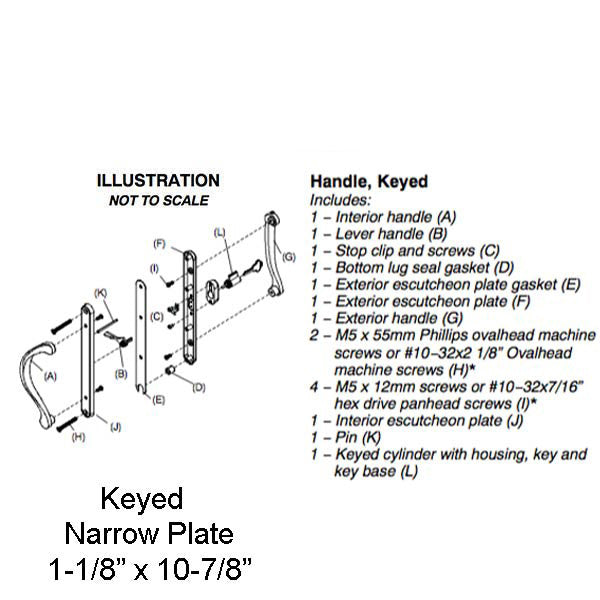 Marvin Active Keyed, Narrow Sliding Door Handle, Center Thumb