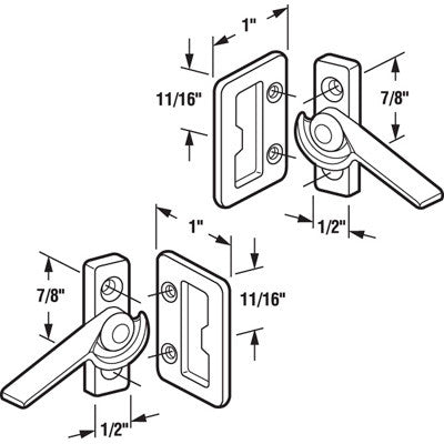 Latch - Vinyl and Aluminum Sash Hardware, Diecast (Left & Right Hand) - Bright Zinc
