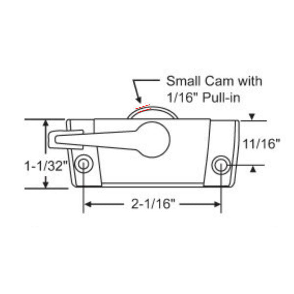 Sweep Latch, 2-1/16 Swivel Type Sash Lock - White