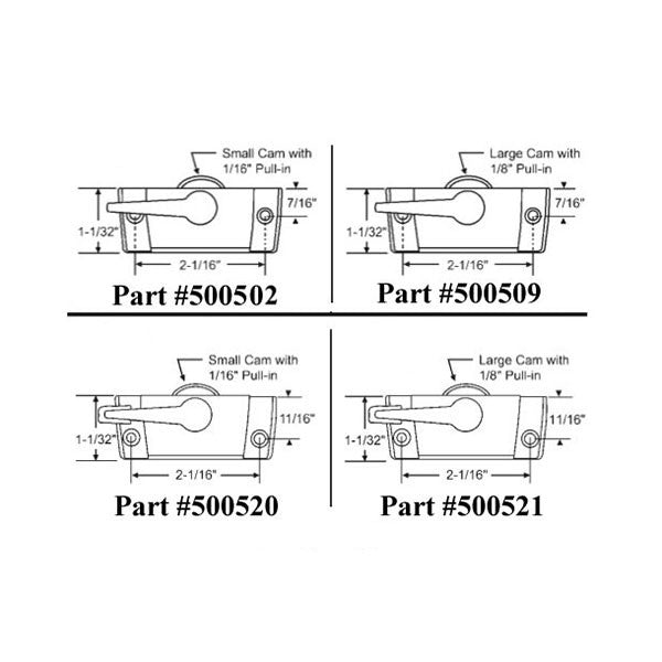 Sweep Latch, 2-1/16 Swivel Type Sash Lock - White