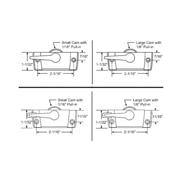 Sweep Latch, 2-1/16 Swivel Type Sash Lock - White