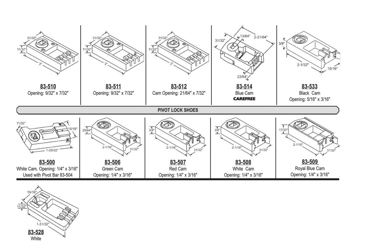 Pivot Lock Balance Shoe, Small, Blue Cam