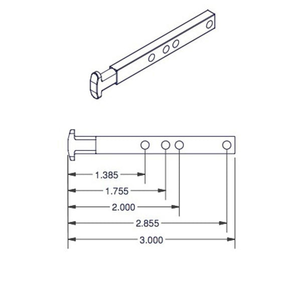 T-Head Pivot Bar, 4 Hole 3 inch - Zinc Die Cast