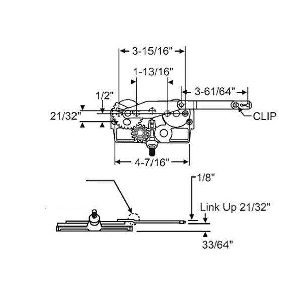 Truth Dyad Casement Operator, Wood Windows, Link Offset Down