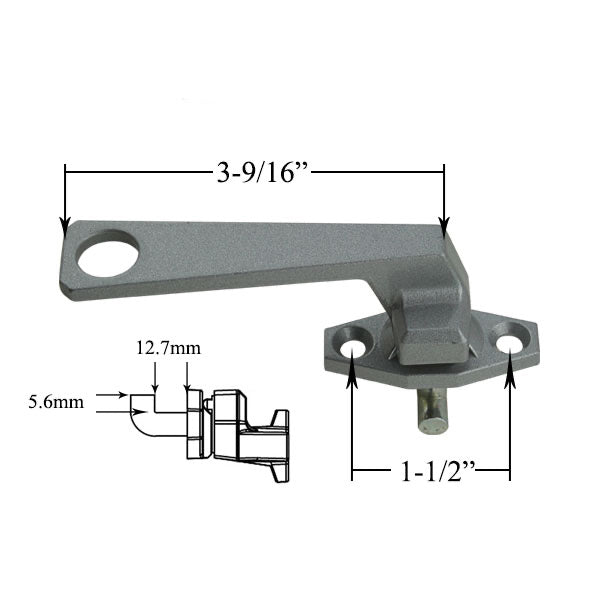 Pole-Operated Cam Handle with 12.7mm Concealed Pawl in Aluminum Finish - Choose Handing