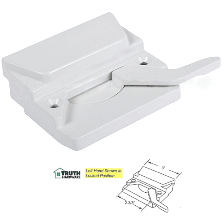 Truth Hardware "Entrygard" Sash Lock With 2-3/8" Screw Holes - White