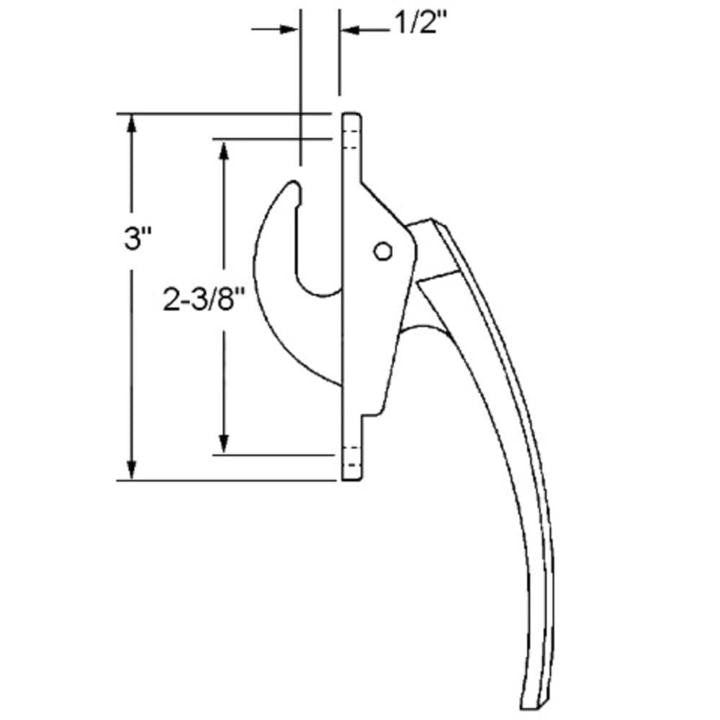Truth Hardware Straight Casement Window Locking Handle with 2-3/8" Screw Holes