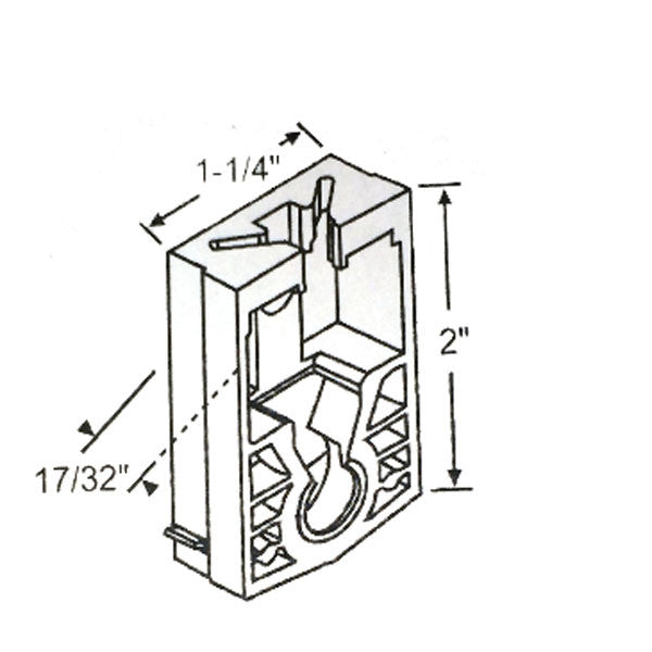 Pivot Lock Shoe, 1.25 x .530 Molded Plastic, Metal Spring