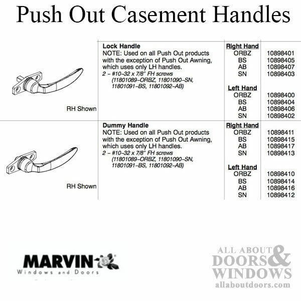 Marvin Push Out Casement Lock Handle, Dummy -