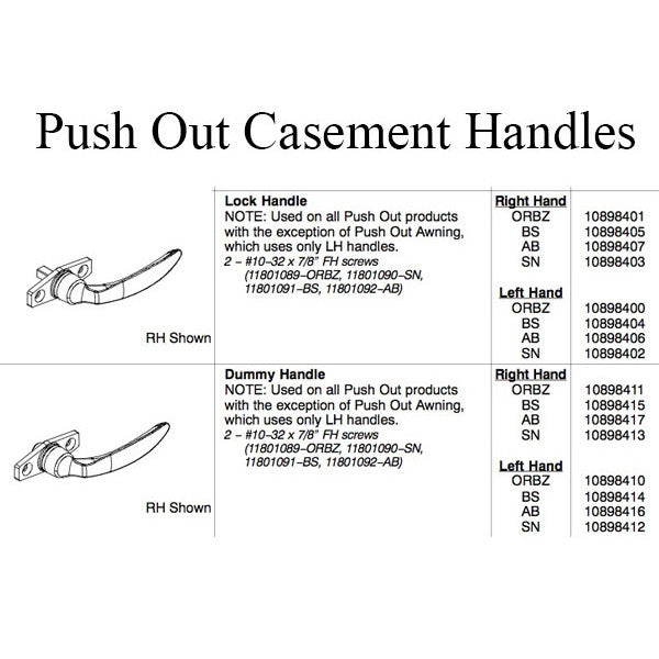 Marvin Push Out Casement Lock Handle, Active -
