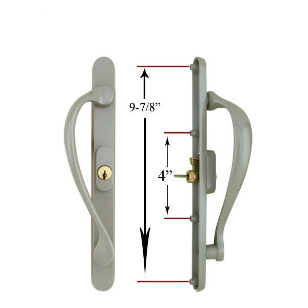 Marvin Active Keyed, Narrow Sliding Door Handle, Center Thumb