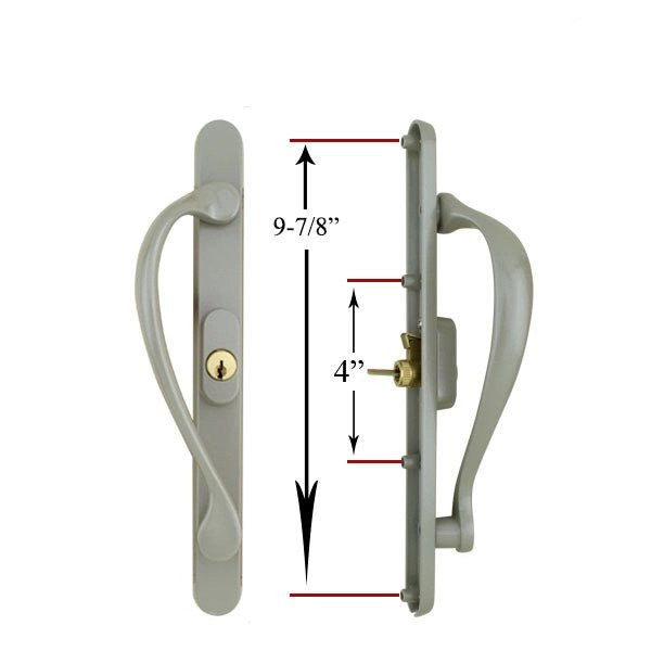 Marvin Active Keyed, Narrow Sliding Door Handle, Center Thumb