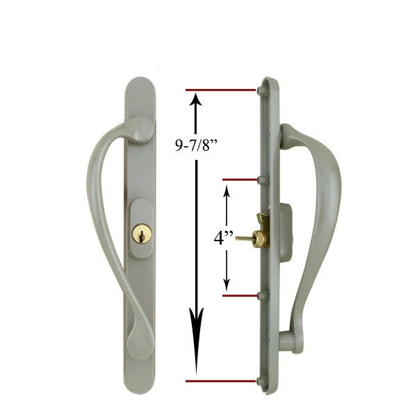 Marvin Active Keyed, Narrow Sliding Door Handle, Center Thumb