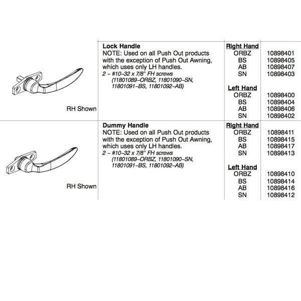 Marvin Push Out Casement Lock Handle, Dummy -