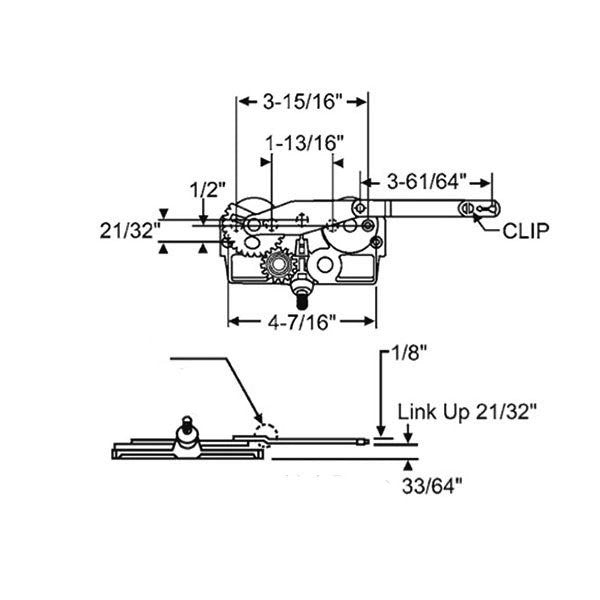 Truth Dyad Casement Operator, Wood Windows, Link Offset Down