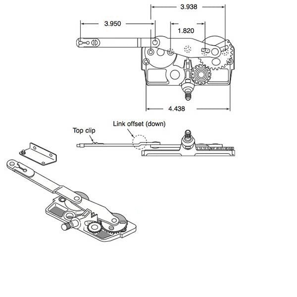 Truth Dyad Casement Operator, Wood Windows, Link Offset Down