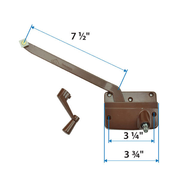 Wood Casement Window Straight Arm Operator 0531108 Left Hand Bronze Short Arm Operator 1960 to 1974