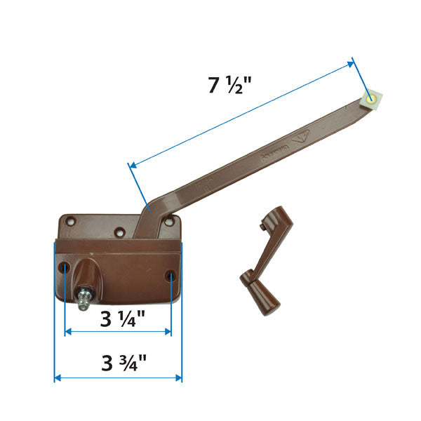 Wood Casement Window Straight Arm Operator 0531112 Right Hand Bronze Short Arm Operator 1960 to 1974