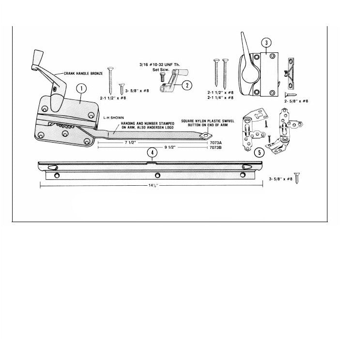 Andersen Window Crank Handle, Long Shank, Primed Casement, Old Style - Bronze