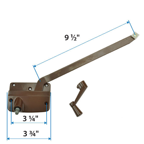 Wood Casement Window Straight Arm Operator 0566212 Right Hand Bronze Operator Long Arm 1960 to 1974