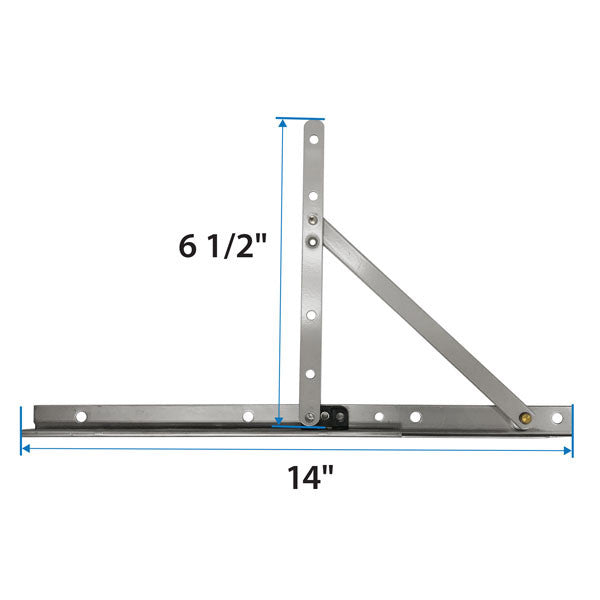 100 Series Awning Corrosion Resistant Hinge Kit 9046306 Awning Corrosion Resistant 14 Inch Hinge Kit - Left Hand