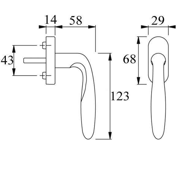 Verona Handle for Tilt & Turn Windows - Brushed Stainless Steel
