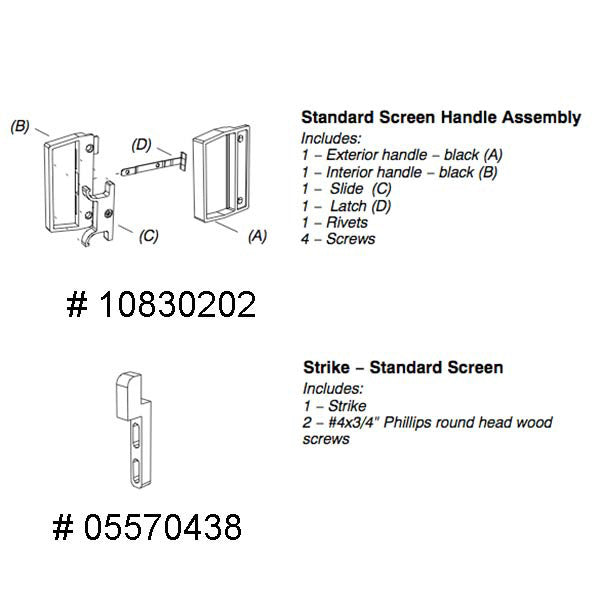 Marvin Sliding Screen Door Latch And Pull Handle Set - Black
