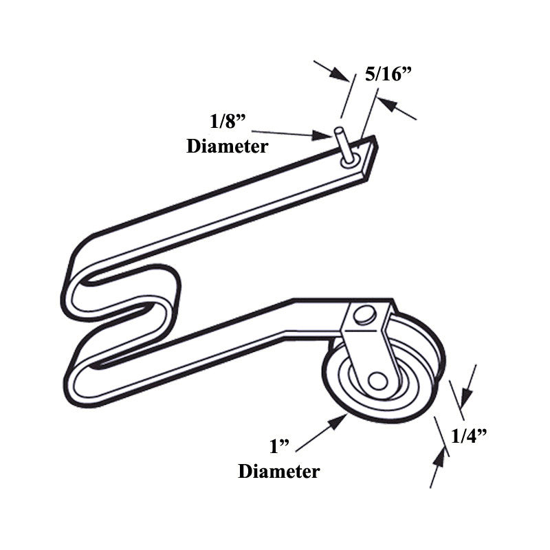 M Spring Tension Roller Assembly With Pin & 1 Inch Nylon Wheel For Sliding Screen Door