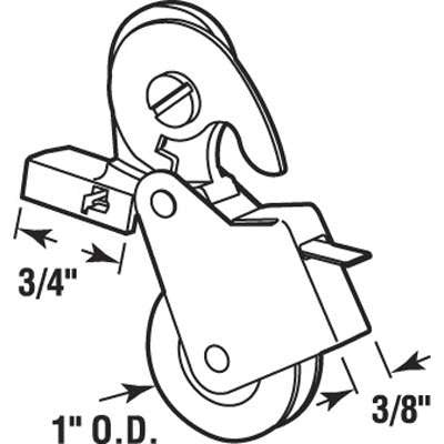 Steel Roller Assembly With 1 Inch Steel Roller For Sliding Screen Door