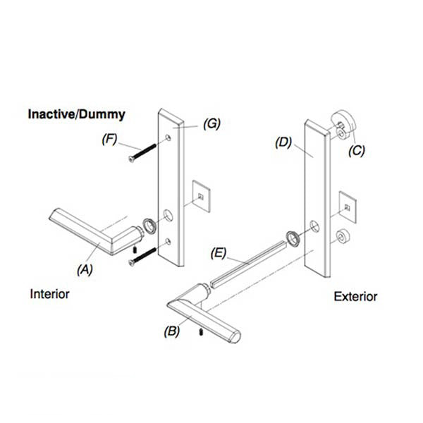 Marvin Contemporary Handle, Inactive / Dummy Ultimate Hinged French Door- PVD