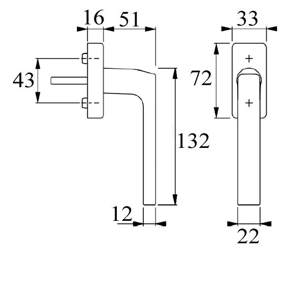 Dallas Handle for Tilt & Turn Windows - Solid Brass - Resista Satin Nickel