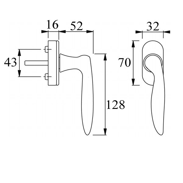 Toronto Handle for Tilt & Turn Windows - Solid Brass - Oil Rubbed Brass, Left Hand