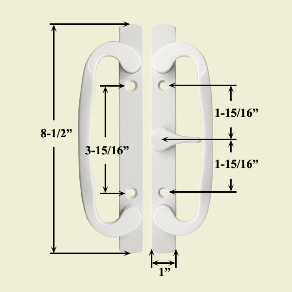 Legacy Sliding Glass Door Handle, Center Thumb Turn -