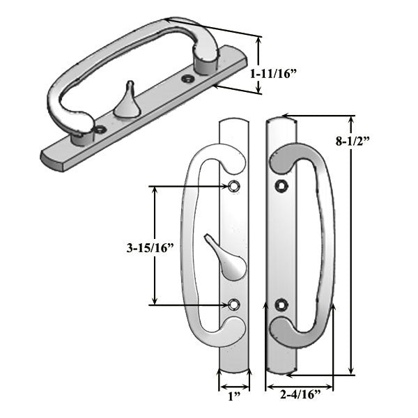Legacy Glass Sliding Door Handle, Keyed With Offset Thumbturn, Weiser Keyway,