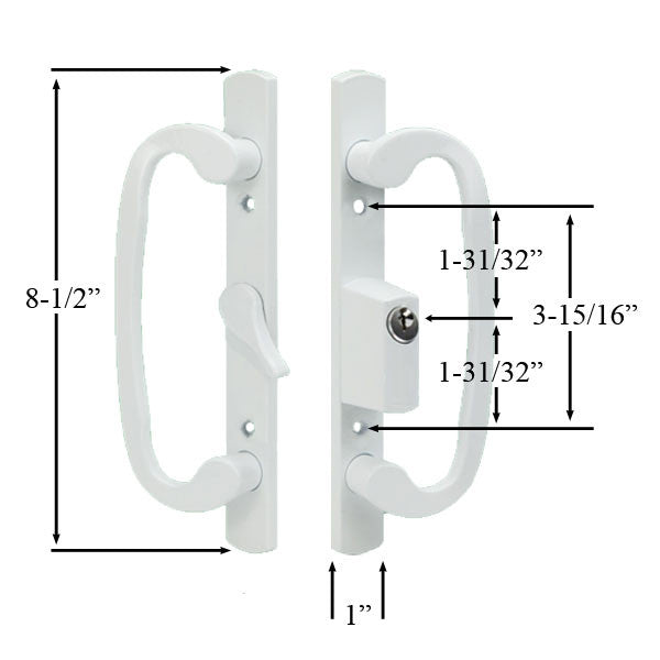 Legacy Glass Sliding Door Handle, Keyed With Centered Thumbturn, Weiser Keyway,