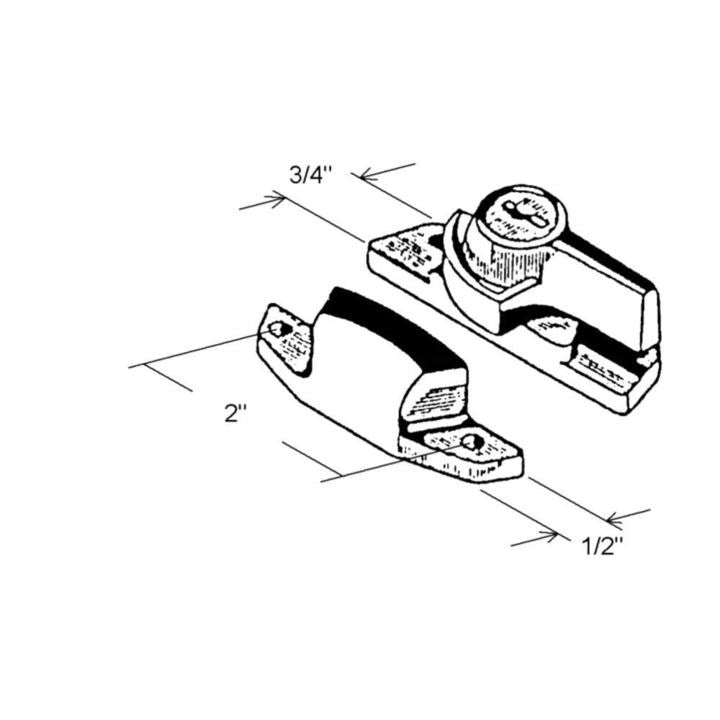 Keyed Window Security Sash Lock c/w 2" Screw Holes