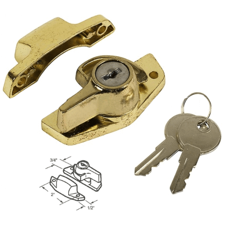Keyed Window Security Sash Lock c/w 2" Screw Holes