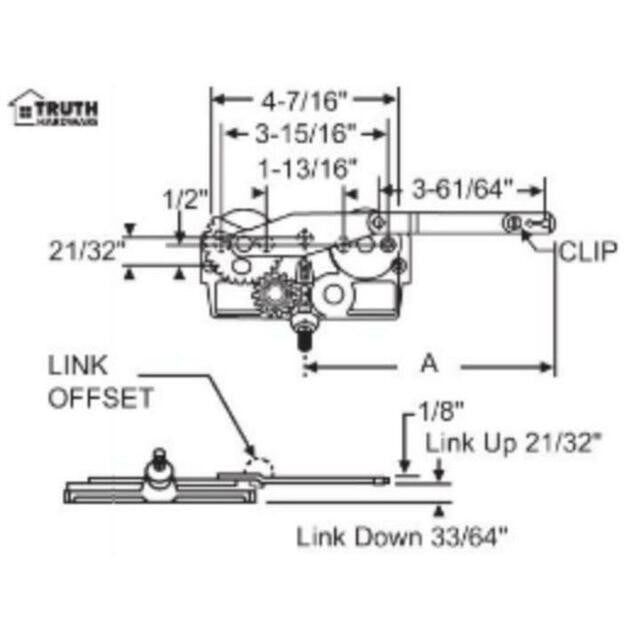 Truth Hardware Entrygard Dyad Casement Window Operator - Clip Top