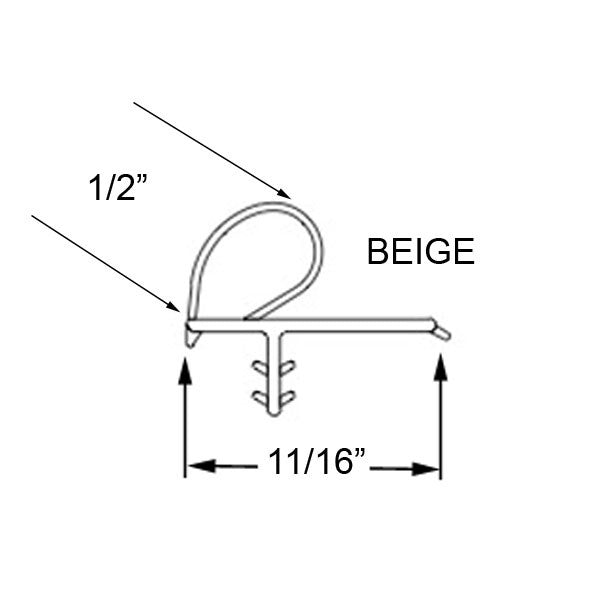 Marvin Clad Inswing Wood Door Jamb Weatherstrip V796 Bulb, Frame 92-7/8" - Beige