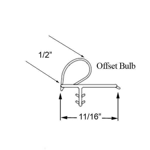 Marvin Clad Inswing Wood Door Jamb Weatherstrip V796 Bulb, Frame 92-7/8" - Black