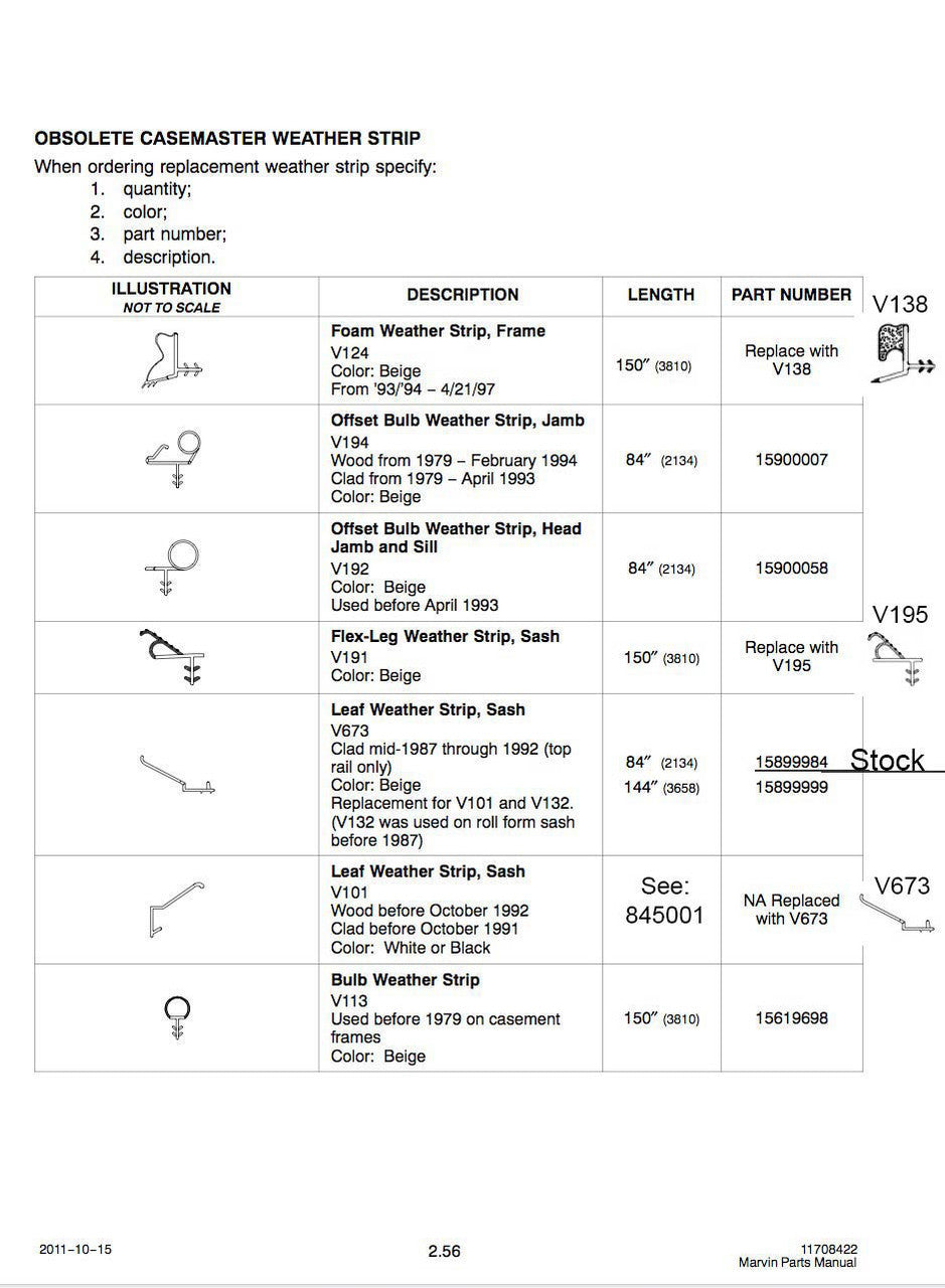 Marvin Casement Window, Bulb Weather Strip, 2 X 74" - Beige