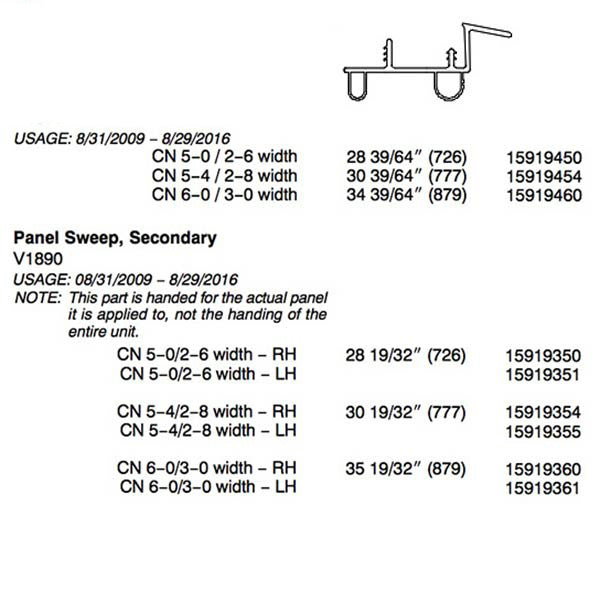 Integrity By Marvin Hinged Door Sweep, V1890 Weatherstrip For Primary 3-0 Door