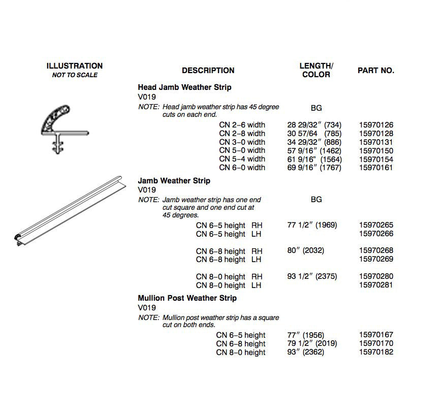 Integrity By Marvin V019 Weatherstrip For Hinged Door, 7-0 Left Hand - Beige