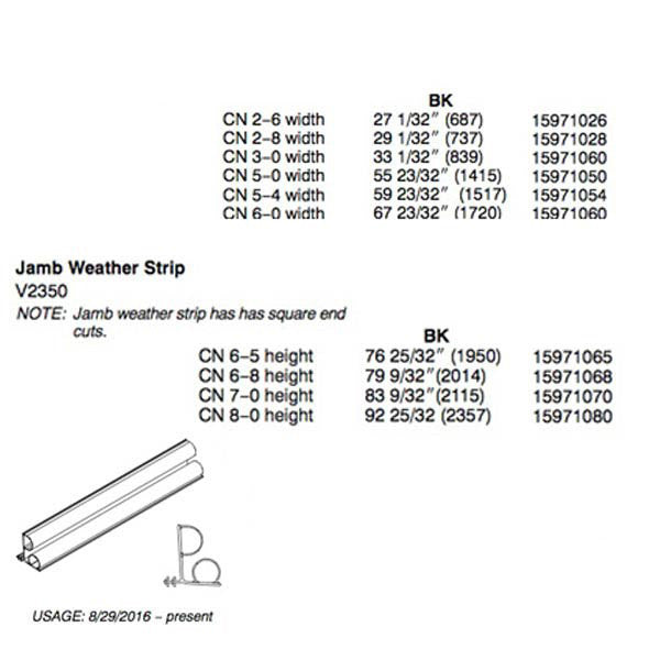 Integrity By Marvin Hinged Door Jamb Weatherstrip, V2350 79-9/32 - Black