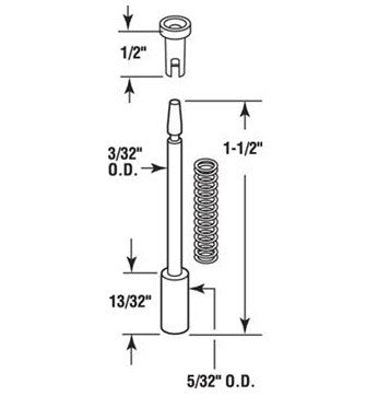 Plunger Pin, Nylon, 1-1/2 inch Long - 6 Pack