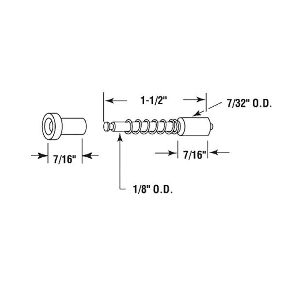Plunger Pin, Diecast, 1-1/2 Long , Set of 6, for 3/4 Screen Frame