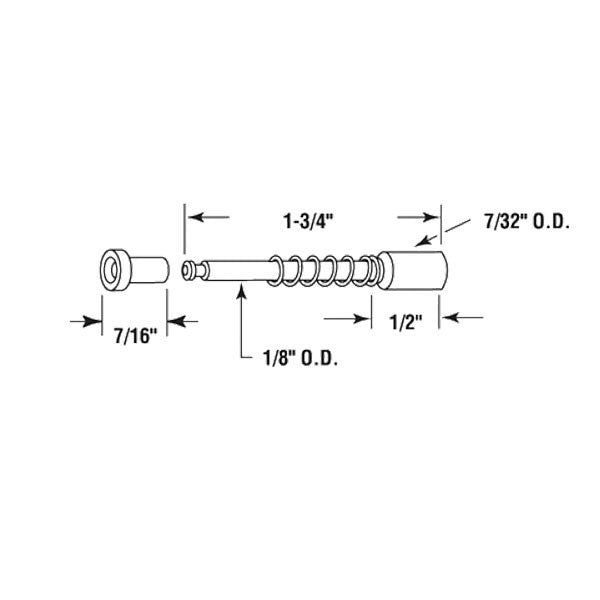 Plunger Pin, Diecast, 1-3/4” Long , Set of 6