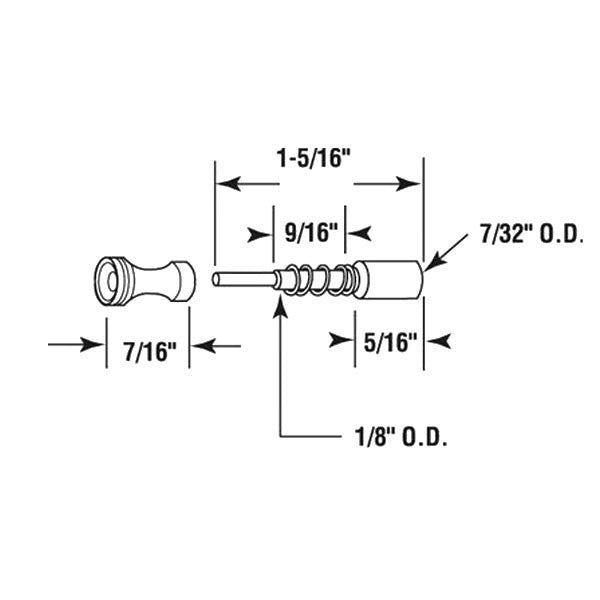 Plunger Pin, 1-5/16 inch Long, Aluminum
